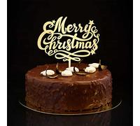 Décoration de gâteau de Noël avec chapeau de Noël et renne « Happy New Year » - Miroir en acrylique doré - Pour fête prénatale - Fournitures de gâteau - Cadeaux amusants pour enfants et femmes