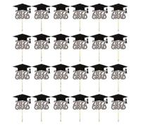 Décoration De Gâteau De Remise De Diplôme Avec Chapeau De Docteur - 24 Décorations Pour Cupcakes, Bâtonnets De Bambou Et Feuilles Adhésives Inclus