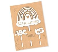 Décoration de gâteau de rentrée des classes - En bois - Décoration de gâteau de rentrée des classes - ABC 123 - Décoration de gâteau pour fille et garçon - Rentrée scolaire