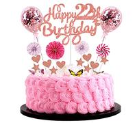 Décoration de gâteau décoration 22e anniversaire Cake topper 22e décoration de gâteau 22e anniversaire femme Joyeux anniversaire 22e décoration de gâteau 22 ans femme Décoration de gâteau 22e annivers