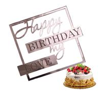Décoration de gâteau, décoration de gâteau de anniversaire amour mon | Nouveauté insert de gâteau unique - Topper amoureux acrylique Happy Elegance pour fournitures d'anniversaire de fête