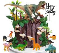 Décoration de Gâteau Dinosaure 25 Pièces,Cake Topper Thème Jungle avec Figurines Dinosaures,Palmiers & Œuf, Accessoires de Gâteau d’Anniversaire Enfant Garçon Fille, Fête Thème Dino