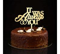 Décoration de gâteau dorée « It Was Always You » - Silhouette de Mr & Mrs - Personnalisable - Pour mariage, fête prénuptiale, cadeau de fête prénuptiale - 15,2 cm