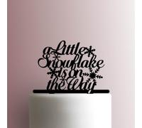 Décoration de gâteau en acrylique « A Little Snowflake is on the Way » - 20,3 cm de large - Orange