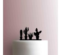 Décoration de gâteau en acrylique avec cactus et plantes en pot Noir 12,7 cm de large
