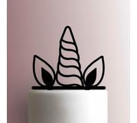 Décoration de gâteau en acrylique avec corne et oreilles de licorne - 12,7 cm de large - Blanc