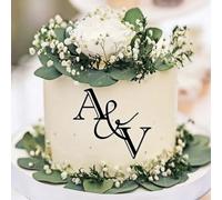 Décoration De Gâteau En Acrylique Avec Initiales Ou Nom Personnalisés, Décoration De Gâteau Avec Lettres De Charme De Mariage Personnalisées For Anniversaires, Fiançailles, Saint-Valentin(D)