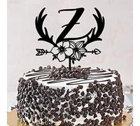 Décoration de gâteau en acrylique avec monogramme Z - Noir - Pour mariage, anniversaire, fête - Élégante et réutilisable - Cadeau de fiançailles pour la famille et les amis