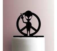 Décoration de gâteau en acrylique avec signe de paix Alien - 15,2 cm de large - Rouge