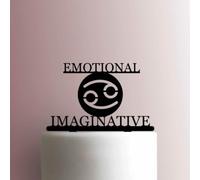 Décoration de gâteau en acrylique avec signes du zodiaque Cancer - 12,7 cm de large - Noir