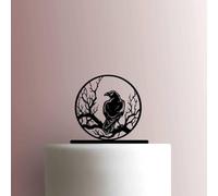 Décoration de gâteau en acrylique Corbeau sur une branche - 15,2 cm de large - Blanc