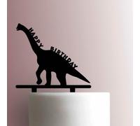 Décoration de gâteau en acrylique Dinosaure Brontosaure Happy Birthday 15,2 cm de large/orange