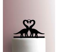 Décoration de gâteau en acrylique Dinosaure Cœur Brontosaure Noir 15,2 cm de large