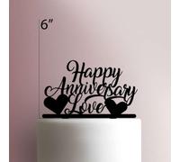 Décoration de gâteau en acrylique Happy Anniversary Love - 17,8 cm de large - Orange