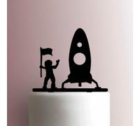 Décoration de gâteau en acrylique Motif astronaute et vaisseau spatial Blanc 17,8 cm de large