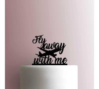 Décoration de gâteau en acrylique Motif avion Fly Away With Me 15,2 cm de large/noir