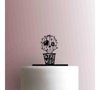 Décoration de gâteau en acrylique Motif crâne cactus Stay Wild 17,8 cm de large Rose
