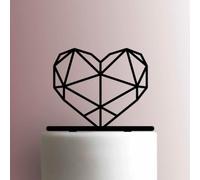 Décoration de gâteau en acrylique Motif cœur géométrique Noir 12,7 cm de large