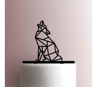 Décoration de gâteau en acrylique Motif loup hurlant géométrique Orange 12,7 cm de large
