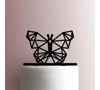 Décoration de gâteau en acrylique Motif papillon géométrique Orange 12,7 cm de large