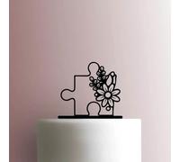 Décoration de gâteau en acrylique Motif puzzle 15,2 cm de large Rouge