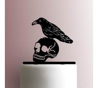 Décoration de gâteau en acrylique Motif tête de mort et corbeau Blanc 17,8 cm de large