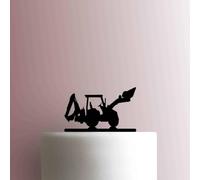 Décoration de gâteau en acrylique Motif tracteur pelleteuse Fuchsia 12,7 cm de largeur