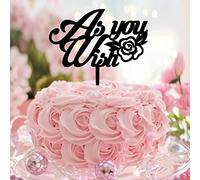 Décoration de gâteau en acrylique noir avec citation « As You Wish » Mr & Mrs - Personnalisable - Pour mariage, fête prénuptiale, enterrement de vie de jeune fille