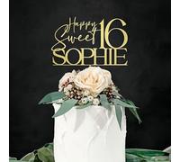 Décoration De Gâteau En Acrylique Personnalisée Joyeux Anniversaire, Personnalisée Moderne N'importe Quel Nom Tout Âge 16e/18e/30e Décoration De Gâteau De Fête Douce Et Heureuse(A)