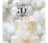 Décoration De Gâteau En Acrylique Personnalisée Joyeux Anniversaire, Personnalisée Moderne N'importe Quel Nom Tout Âge 16e/18e/30e Décoration De Gâteau De Fête Douce Et Heureuse(B)