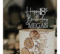 Décoration De Gâteau En Acrylique Personnalisée Joyeux Anniversaire, Personnalisée Moderne N'importe Quel Nom Tout Âge 16e/18e/30e Décoration De Gâteau De Fête Douce Et Heureuse(D)