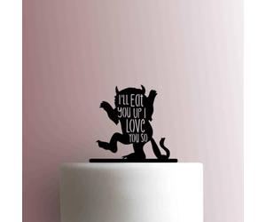 Décoration de gâteau en acrylique « Where the Wild Things Are ? Ill Eat you up » - 15,2 cm de large - Rouge