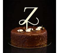 Décoration de gâteau en bois avec initiale Z - Monogramme - Pour décoration de fête d'anniversaire - Couronne rétro réutilisable - Cadeau de mariage pour la famille et les amis - Personnalisable