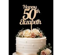 Décoration de gâteau en Bois pour Anniversaire et Anniversaire - Personnalisable Cake Topper Happy Birthday