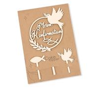 Décoration de gâteau en bois pour confirmation, décoration de gâteau avec colombe et poisson, décoration de gâteau de confirmation, pour fille et garçon