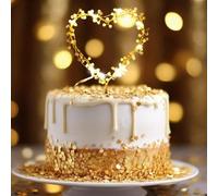 Décoration de Gâteau en Forme de Cœur avec Perles et Lumière LED, Cœur Décoration Gâteau de Mariage, Cake Topper pour Gâteau de Mariage Anniversaires Décorations
