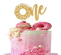Décoration de gâteau en forme de donuts dorés pour 1er anniversaire - Paillettes dorées - Décoration de gâteau pour fête d'anniversaire - Accessoire pour séance photo