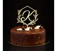 Décoration de gâteau en forme de lettre K en bois pour mariage, anniversaire, feuilles florales, décorations de fête, couronne florale réutilisable, cadeau de fête prénuptiale, cadeau pour la famille