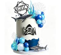 Décoration de gâteau en forme de requin - Boules bleues - Figurines de requin pour enfants, fête prénatale, fête d'anniversaire sur le thème de la mer et de l'océan