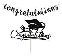 Décoration de gâteau et bannière Thème remise de diplôme « Félicitations » Convient pour la cérémonie