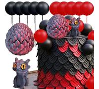 Décoration de gâteau fantaisie en forme de dragon - Œufs de dragon rouges et noirs - Décoration de gâteau pour fête prénatale, anniversaire, fête de mariage