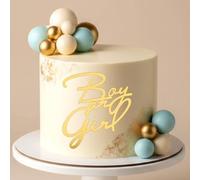 Décoration de gâteau garçon ou fille en acrylique doré pour révélation du sexe du sexe - Fournitures de fête prénatale pour 1er anniversaire