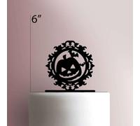 Décoration de gâteau Halloween Jack O Lanterne avec chauves-souris en acrylique 12,7 cm de large/vert clair