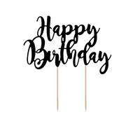 Décoration de gâteau Happy Birthday 22,5 cm - Noir