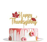 Décoration de gâteau « Happy Thanksgiving » - Décoration de gâteau « Thankful Grateful Blessed », « Give Thanks, Fall in Love, Thanksgiving, Autumn Festival », paillettes dorées