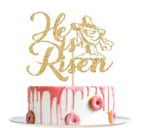 Décoration de gâteau « He is Risen » - Décorations de Pâques - Décorations de fête de Pâques - Paillettes dorées