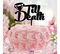 Décoration de gâteau humoristique « Till Death » en acrylique « Mr & Mrs » pour mariage, fiançailles, fête prénuptiale, cadeau de fête prénuptiale, noir