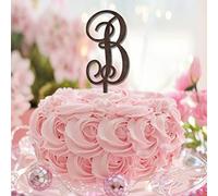 Décoration de gâteau initiale B en bois avec monogramme pour anniversaire de mariage - Couronne rustique réutilisable - Cadeaux de mariage pour la famille et les amis - Couleur du motif de lettre