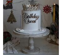 Décoration de gâteau joyeux anniversaire ma reine, décoration de Cupcake d'anniversaire princesse or argent pour dames et filles, décorations de gâteau de fête d'anniversaire Queen EA