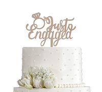 Décoration de gâteau « Just Engaged », « We're Engaged » en acrylique doré rose miroir